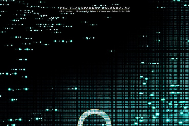 PSD teal abstract pixel pattern on transparent background