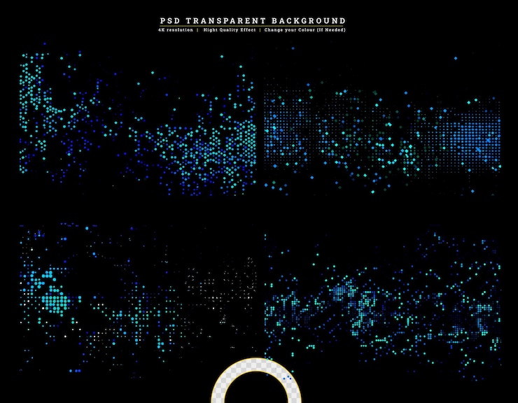 PSD teal abstract pixel pattern on transparent background