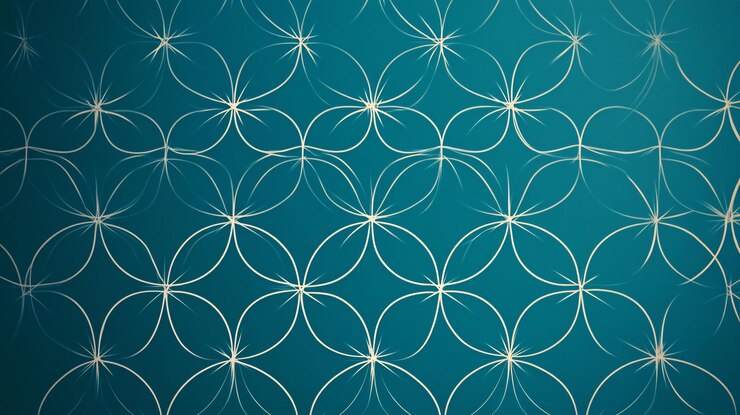 PSD teal geometric pattern background with subtle glowing flower shapes