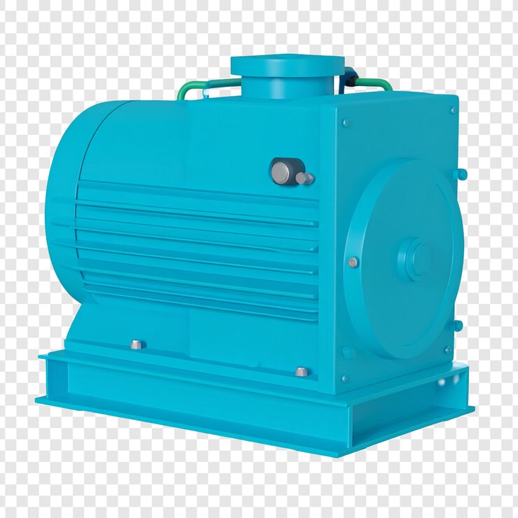 PSD teal industrial pump isolated on white background