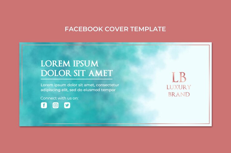 PSD ティールとピンクの高級ブランドの facebook カバー テンプレート