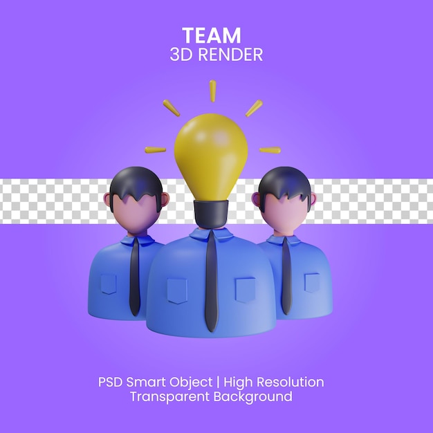 Team 3d render illustration isolated
