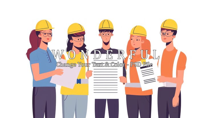 PSD team of construction workers reviewing plans