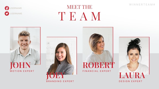 PSD team member presentation template romantic red theme