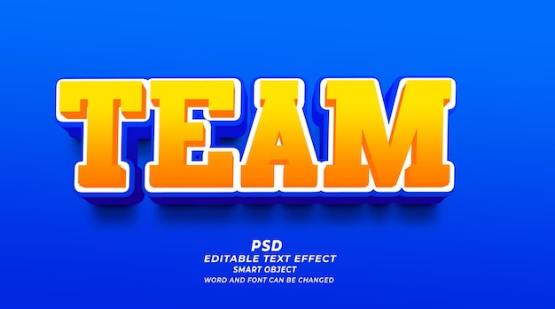 PSD team squad 3d editable text effect psd photoshop template