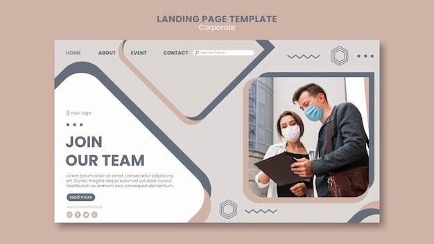 PSD team work landing page template