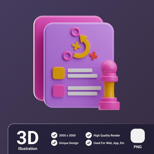 PSD team work object business strategy 3d illustration