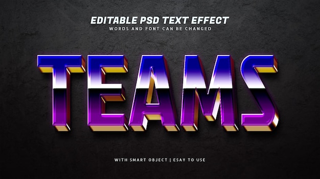 Teams 3d retro text effect editable