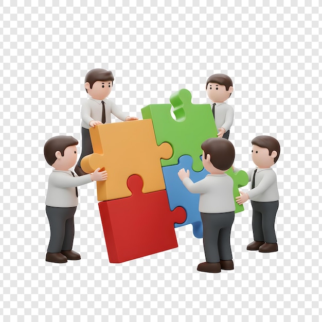 Teamwerk en samenwerkingsconcept mensen die samen een puzzel samenstellen