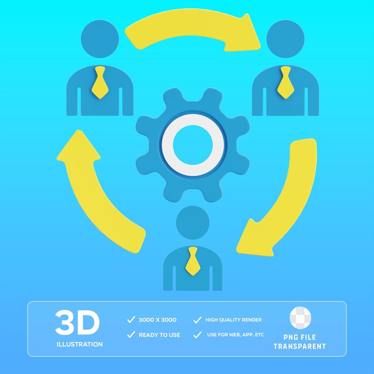 PSD teamwork 3d illustration