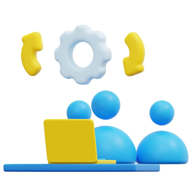 PSD teamwork 3d render icon illustration