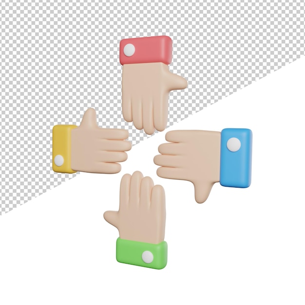 PSD teamwork belive side view 3d rendering icon illustration on transparent background