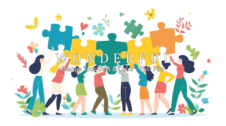 PSD teamwork and collaboration illustration