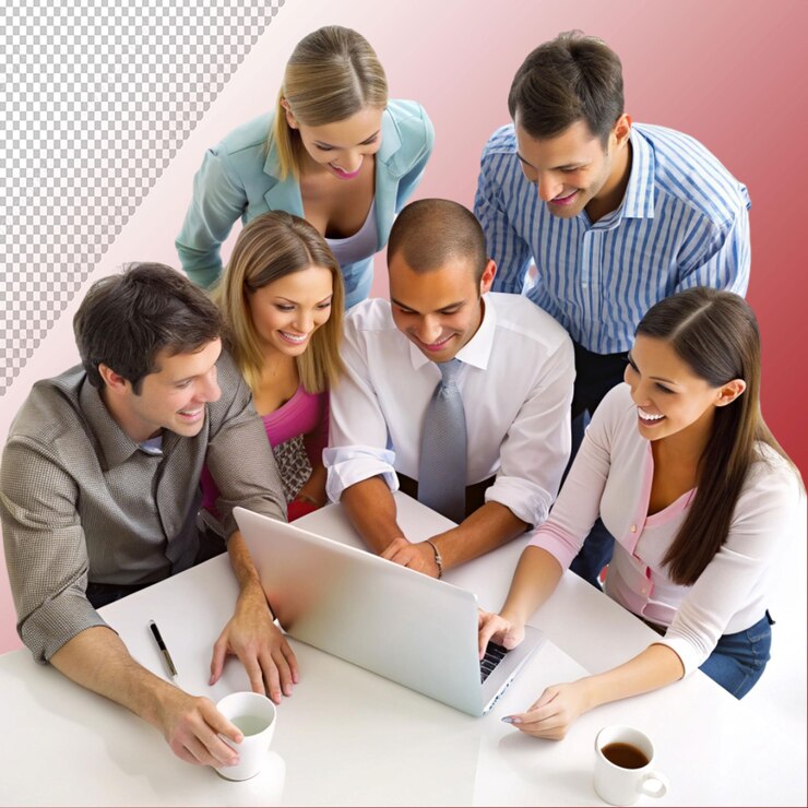 PSD teamwork isolated on transparent background