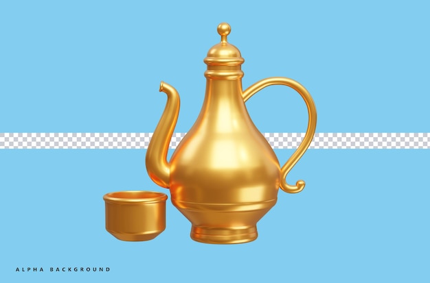 PSD teapot icon 3d render illustration isolated premium psd