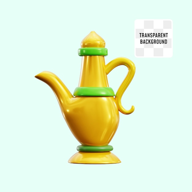 PSD teapot traditional drink cup arabian middle east islamic culture 3d icon illustration render design