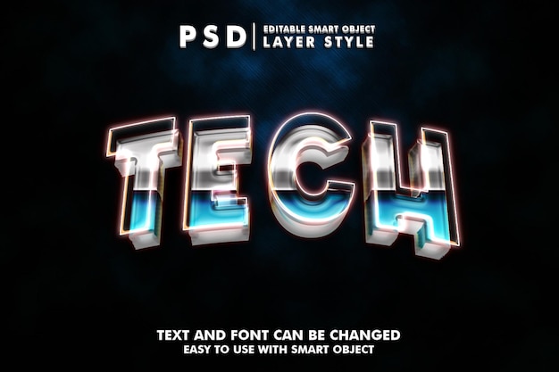 PSD tech 3d text effect premium psd