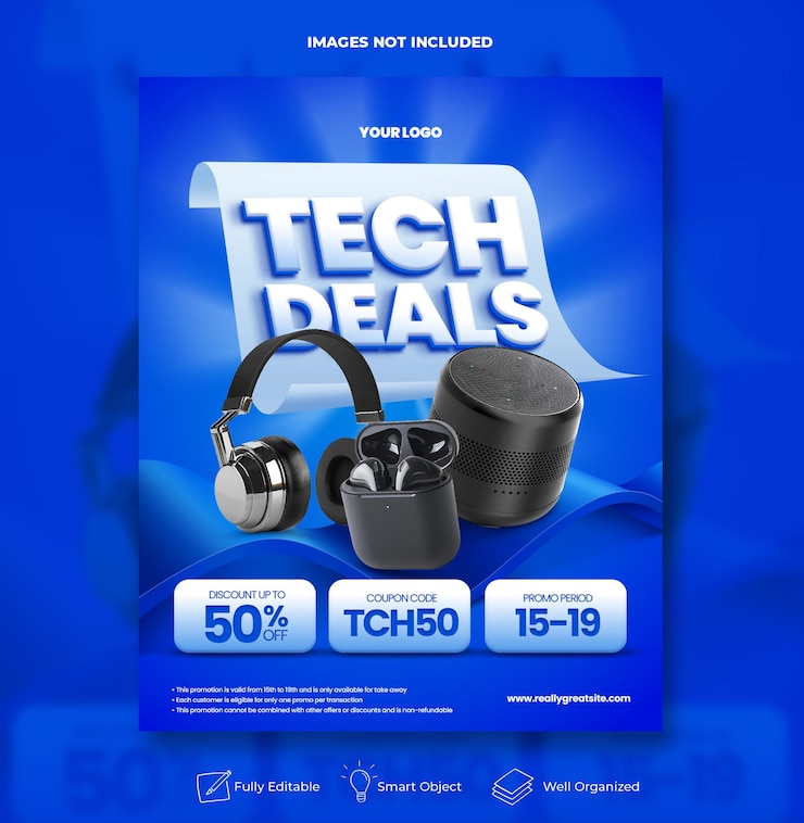 PSD tech deals promotion instagram post flyer banner template