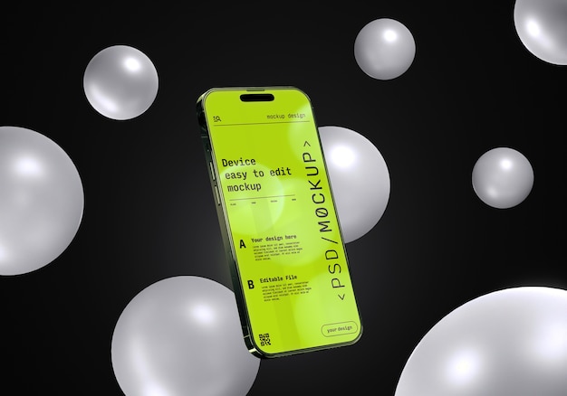 Tech device mock-up design with spheres