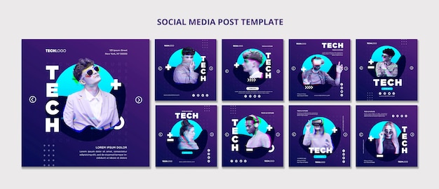 Tech & future social media post template concept template