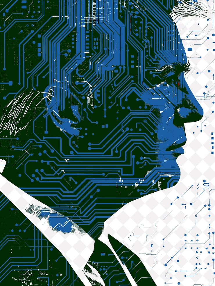 PSD tech savvy presidential candidate portrait with a red comput flat illustration election campaign