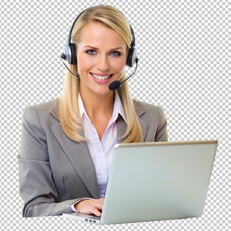 PSD tech support woman isolated on transparent background