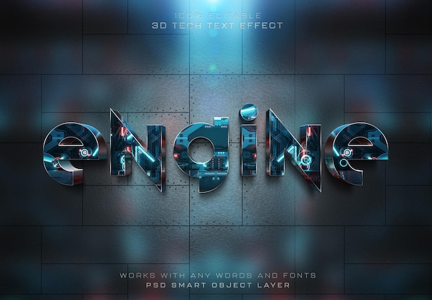 Tech text effect with 3D digital style Mockup