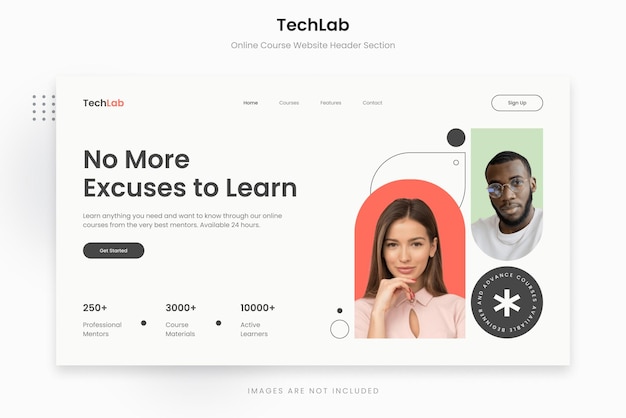 PSD techlab online course website header section