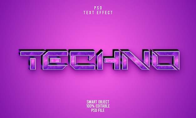 PSD techno 3d bewerkbaar teksteffect