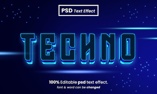 Techno 3d editable psd text effect