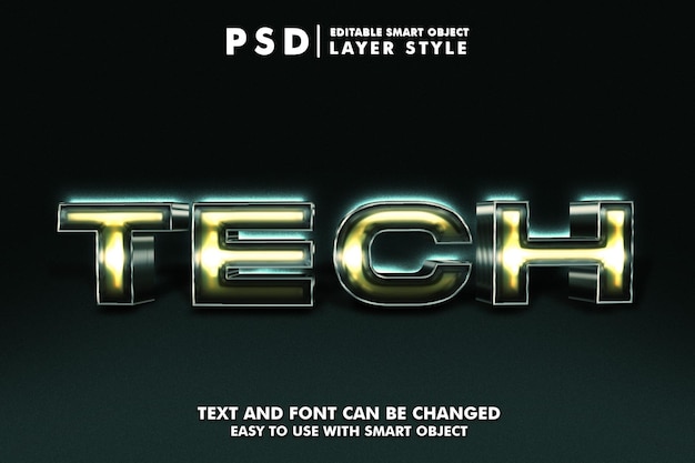 PSD techno 3d text effect premium psd