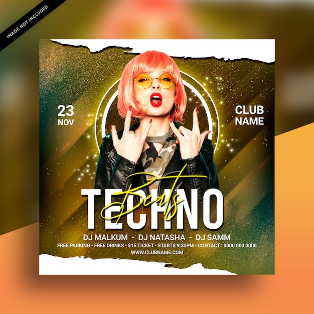 Techno Bije Imprezową Ulotkę