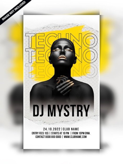 Techno Dj Party Szablon Banera Internetowego Na Instagram