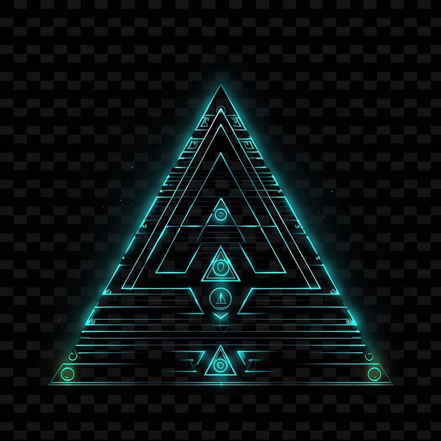 PSD techno egyptian borderline design neon lines style hieroglyp png y2k shapes transparent light arts