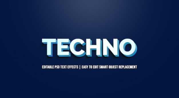 PSD techno in blue gradient text effects