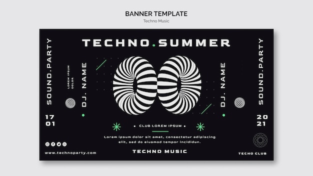 PSD modello web di banner di musica techno