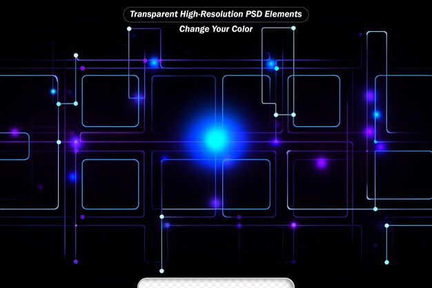 PSD techno technologiczny projekt świetlnych linii na ciemno niebieskim tle