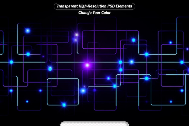 PSD techno technology design of luminous lines on a dark blue background