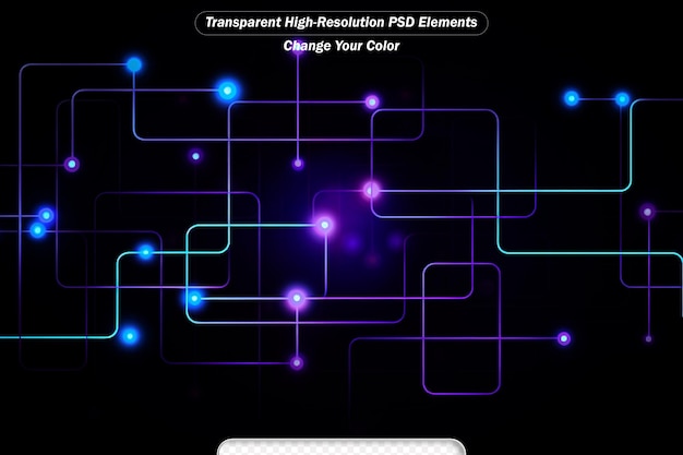 PSD 어두운 파란색 배경에 빛나는 선의 테크노 기술 디자인