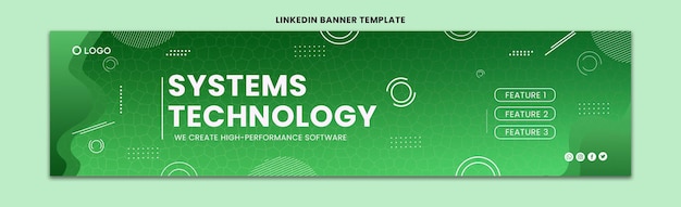 PSD technologia systemów linkedin baner projekt szablonu obrazu darmowe ilustracje wektorowe ze zbiorów zdjęć