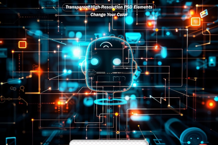 PSD technological background of the abstract computer motherboard can be used in the description