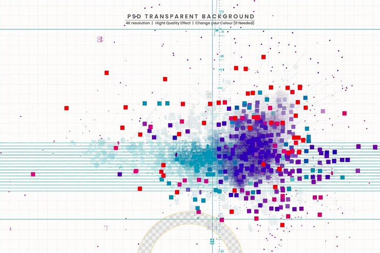 PSD technological background with halftone dots on transparent background