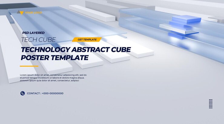 PSD technology abstract cube poster template psd