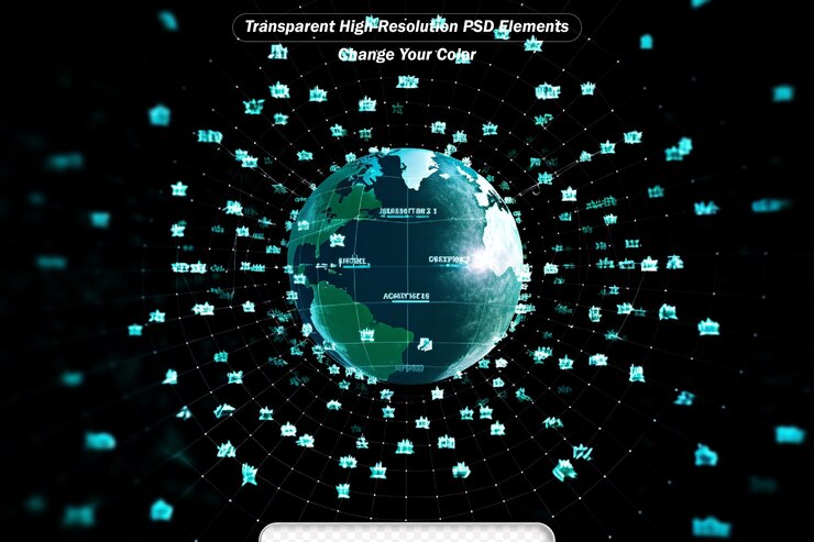 PSD technology big data protection concept with dots and lines
