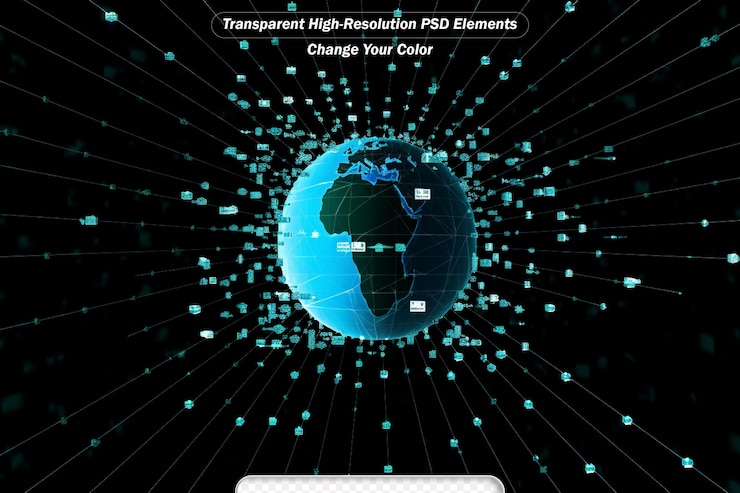 PSD technology big data protection concept with dots and lines