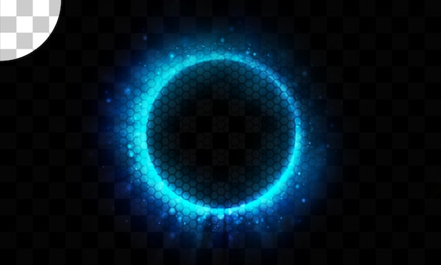 PSD technology blue bright circle on transparent background