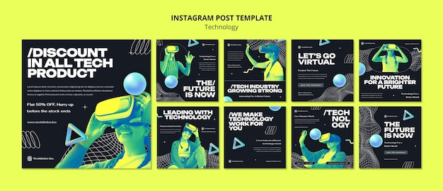 PSD technology concept  instagram posts