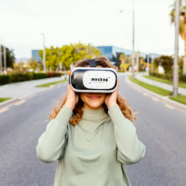 PSD technology concept with vr glasses mockup