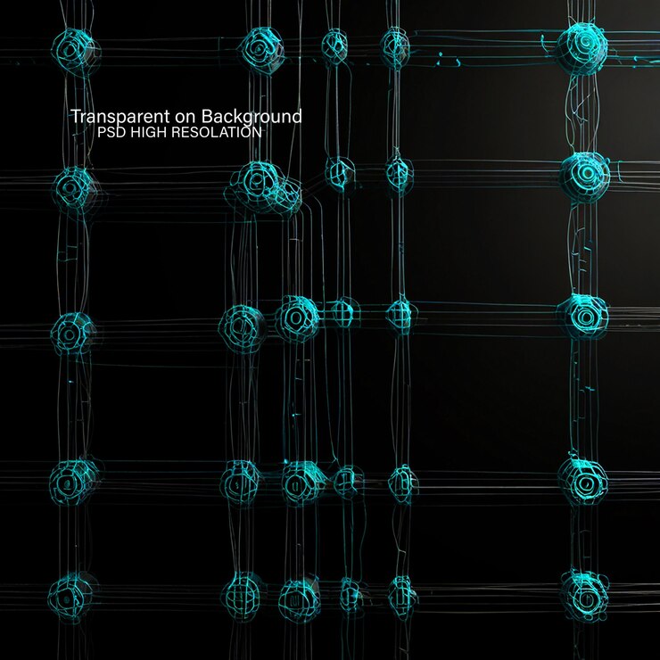 PSD technology connecting lines mesh digital background design on transparent background