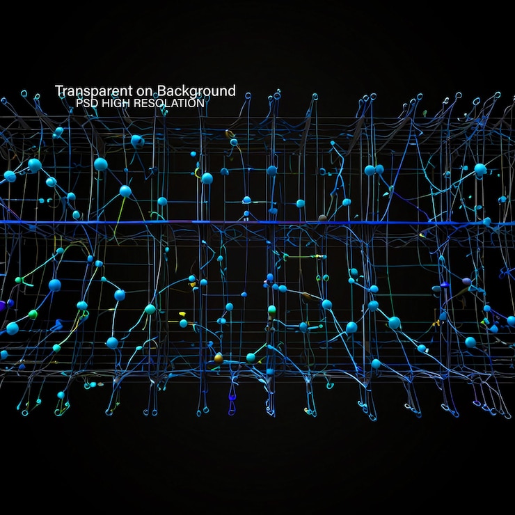 PSD technology connecting lines mesh digital background design on transparent background